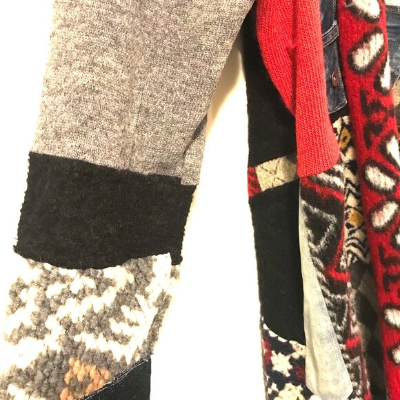 wool tunic/sweater women's size M patchwork midi boho art to wear chunky Retro - Picture 9 of 13